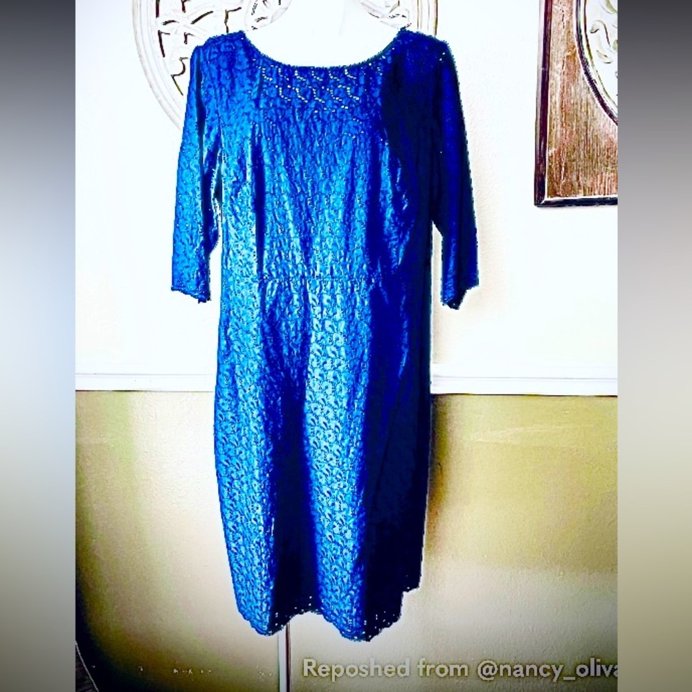 Land's End Navy blue eyelet dress size 18W